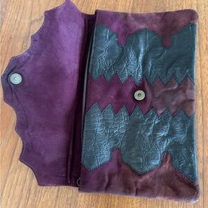 Vintage Y2K Chic Purple and Black Leather Clutch